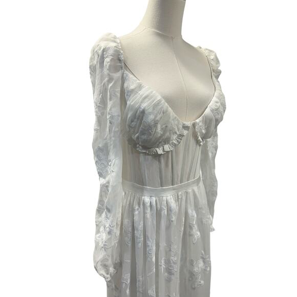 V. Chapman Carmella Long-Sleeve Ruffled Chiffon Maxi Dress - Picture 10 of 15